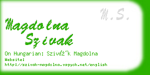 magdolna szivak business card